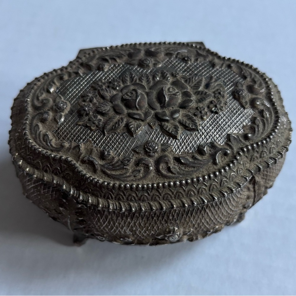 Jewelry Box Trinket box metal floral design Japan